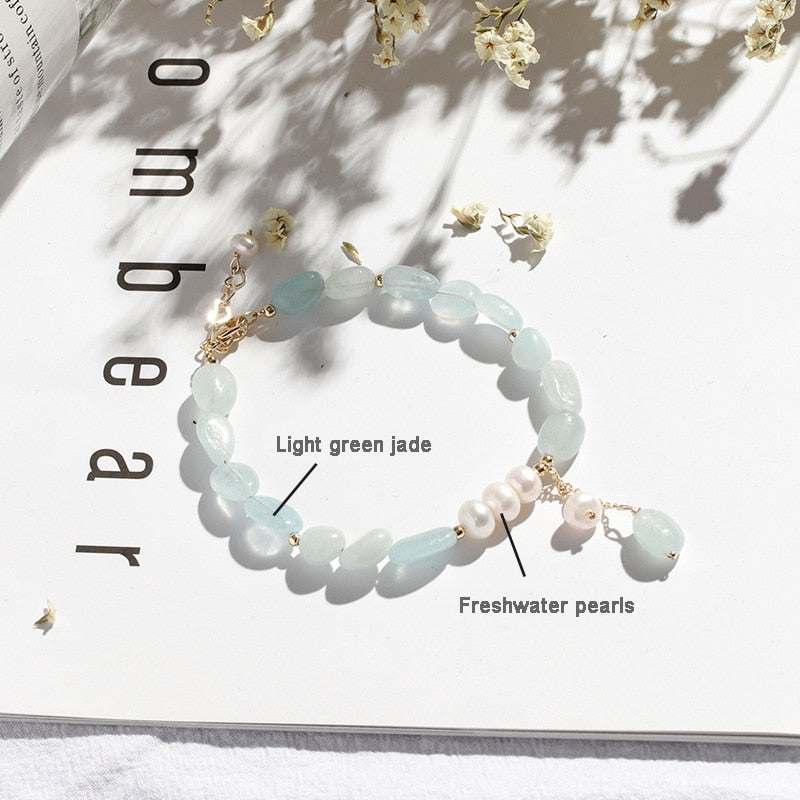 Irregular Natural Jade Beads Bracelet Bangle