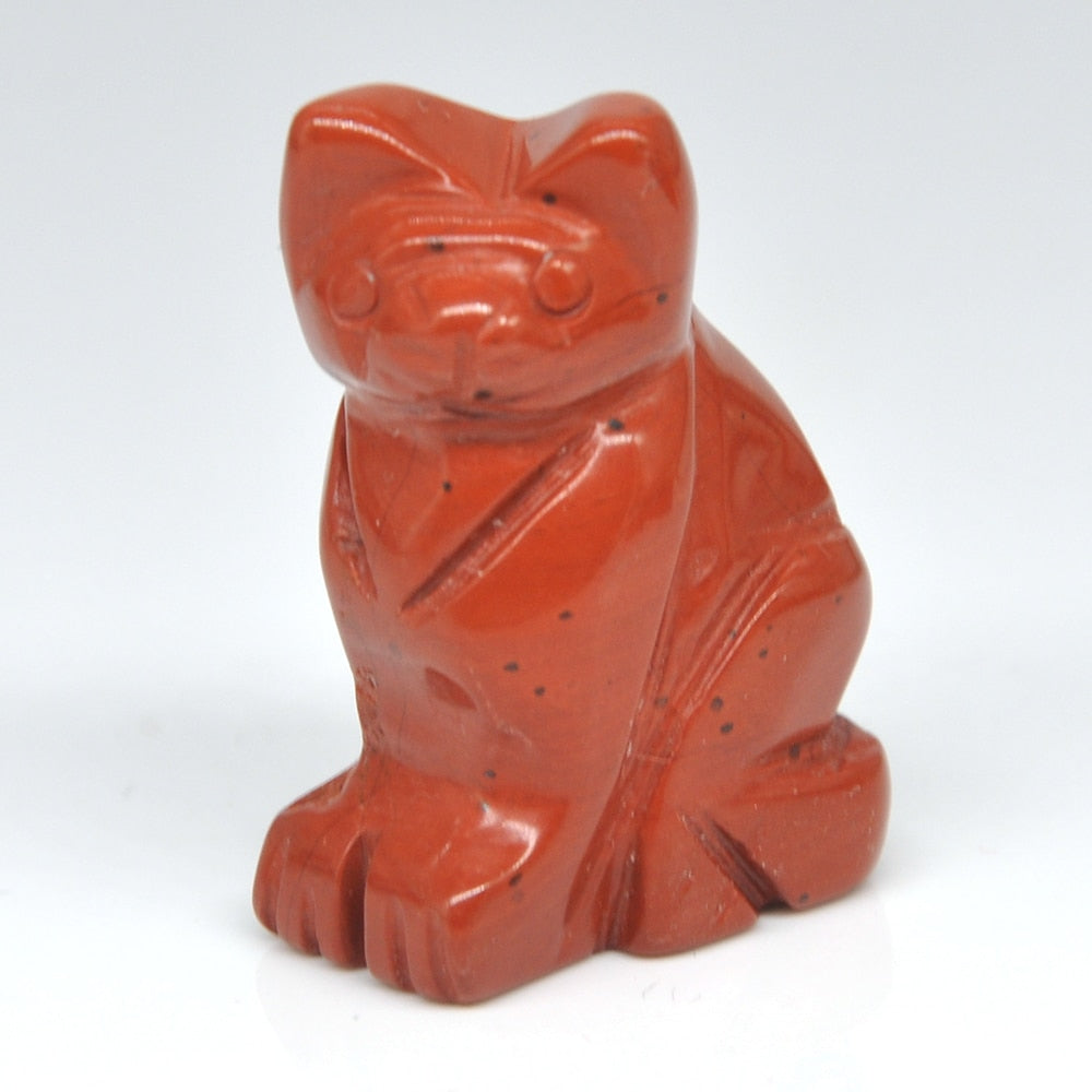 Cat Statue Natural Gemstone Carving Healing