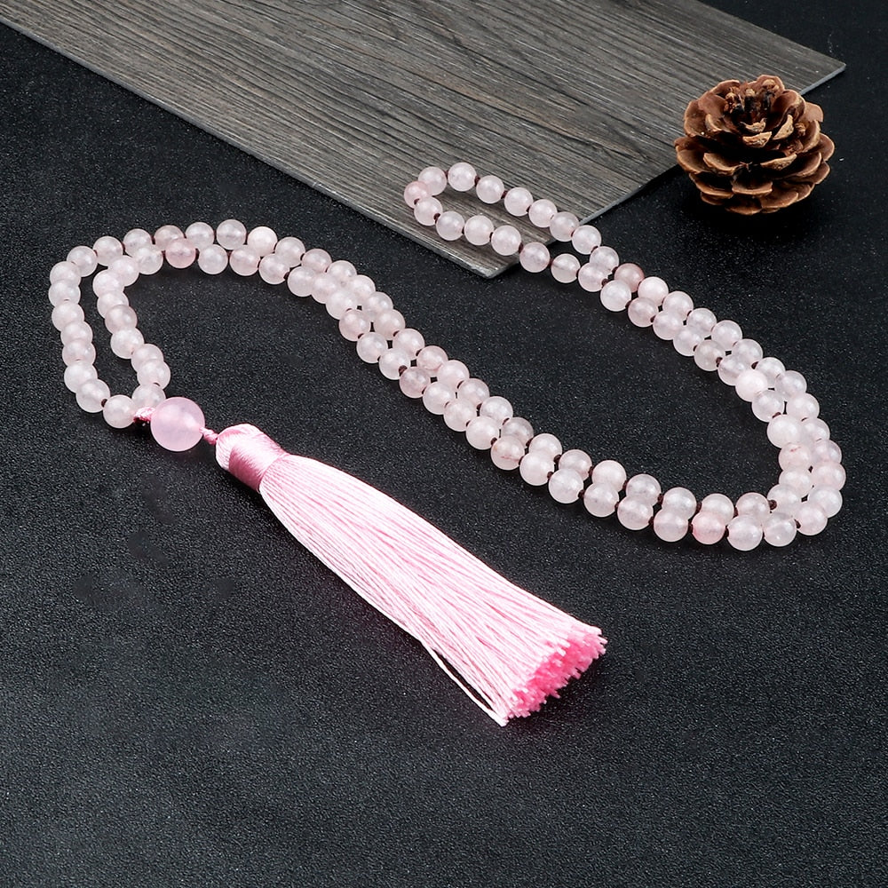 Pink Quartz Beads Necklace Fashion Women