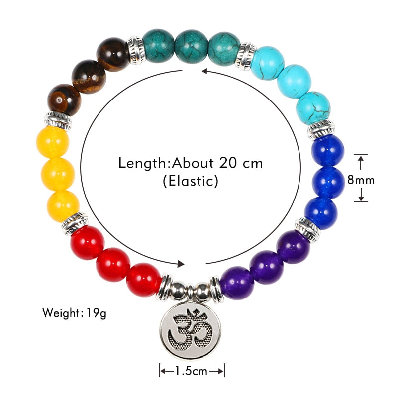 Reiki 7 Chakra Healing Bead Bracelet Natural Stone