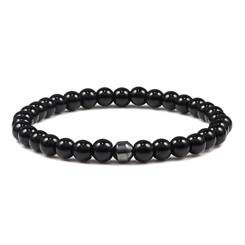 Men Natural Rock Stone Bracelet Energy Hematite