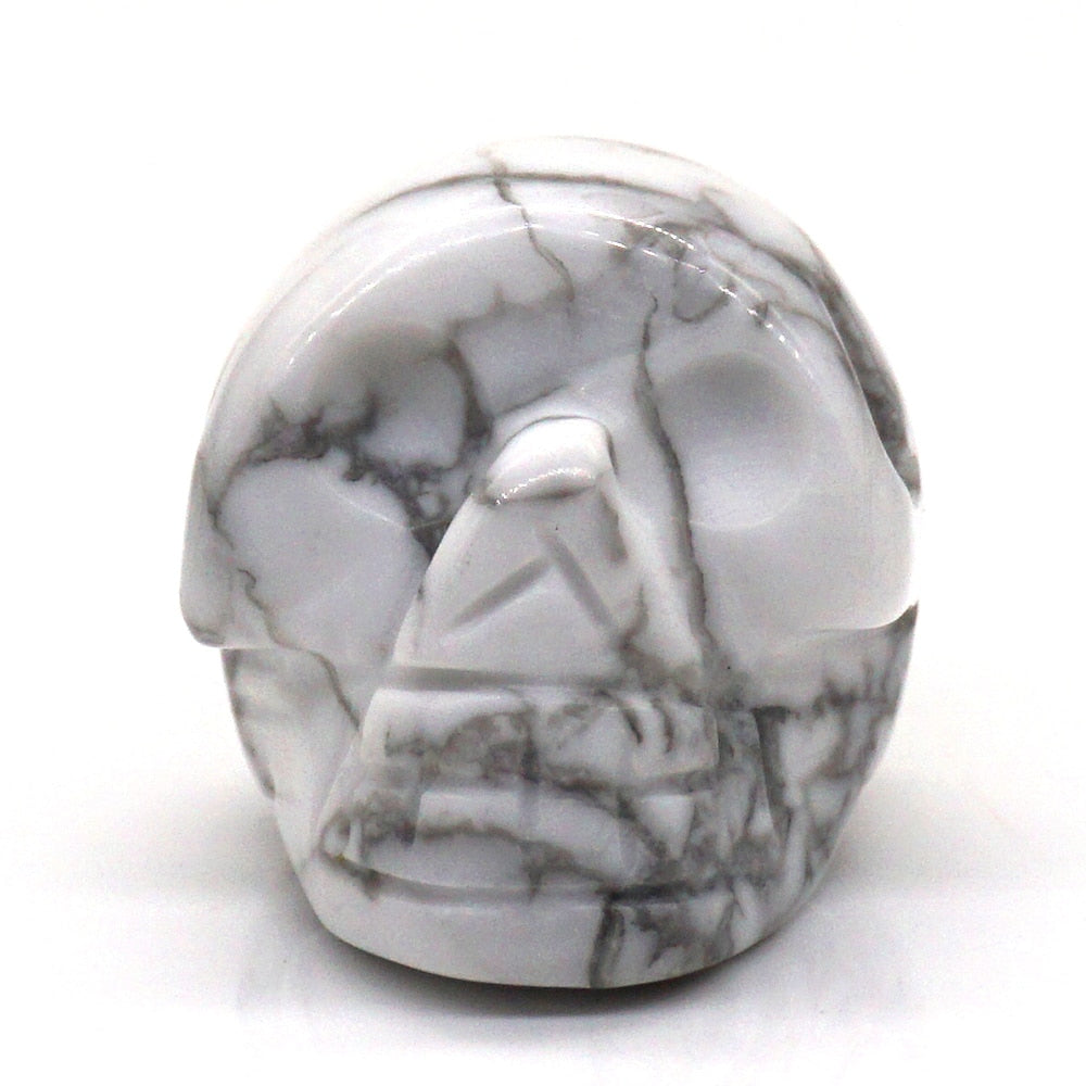 Skull Statue Natural Stone Carved Decoration Healing