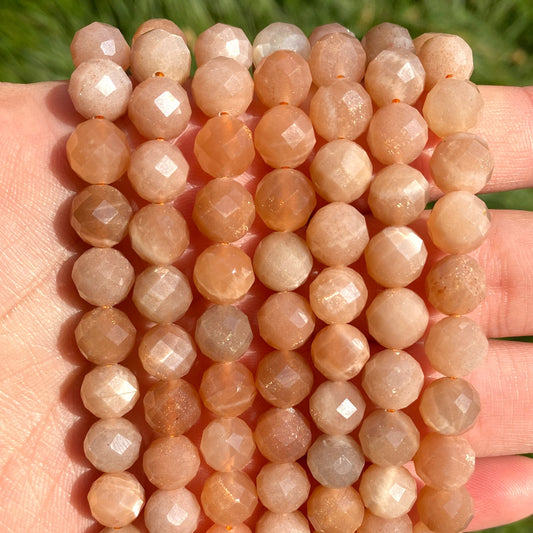 Natural Faceted Sunstone Gemstone Beads