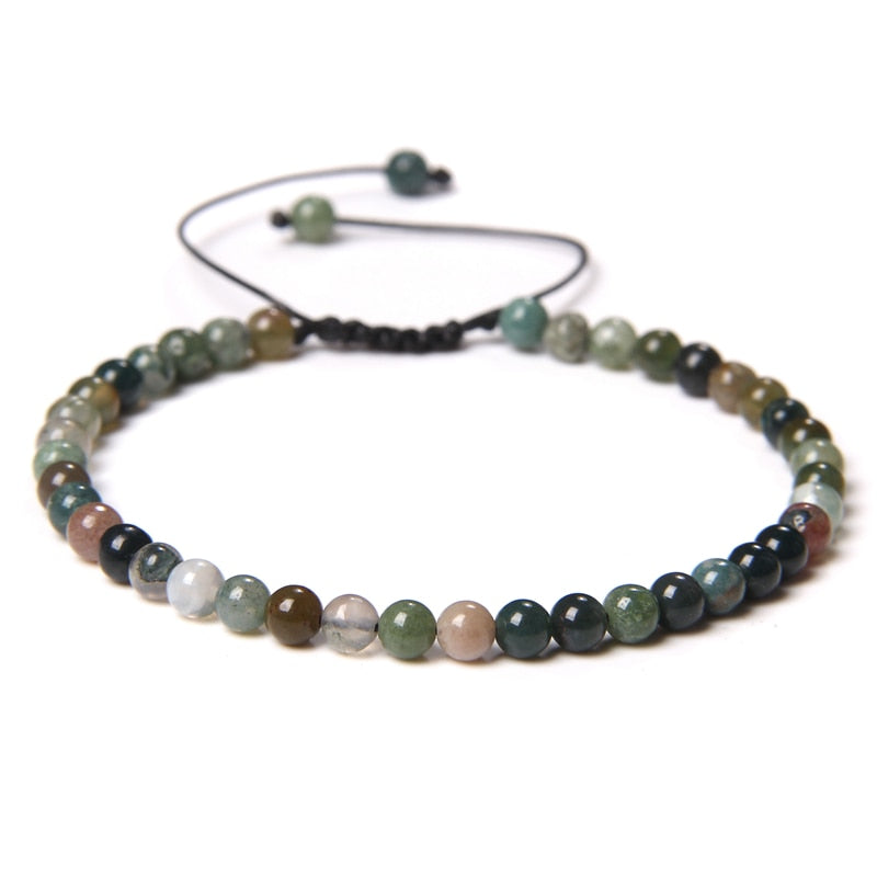 4mm Natural Stone Beads Braided Bracelet Labradorite