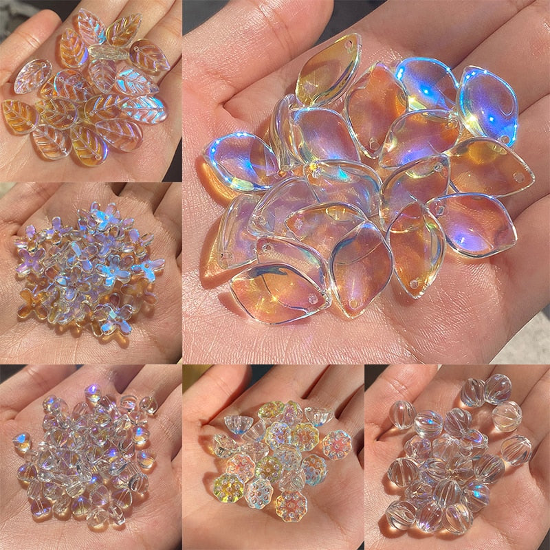 Crystal beads AB Color Glass Star Heart Leaves beads