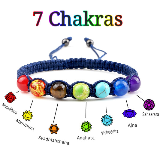 Charm 7 Chakra Braided Bracelet Adjustable Lava