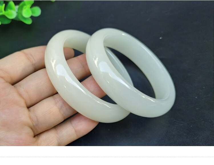 Natural White Jade Bangle Bracelet