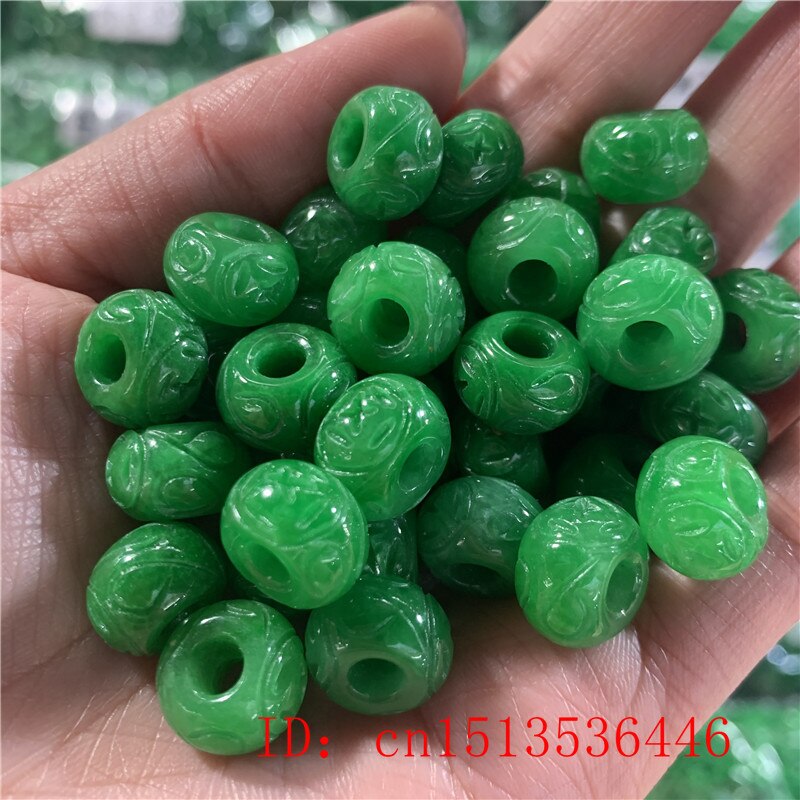 Natural A Green Jade Carved beads DIY Bracelet Bangle
