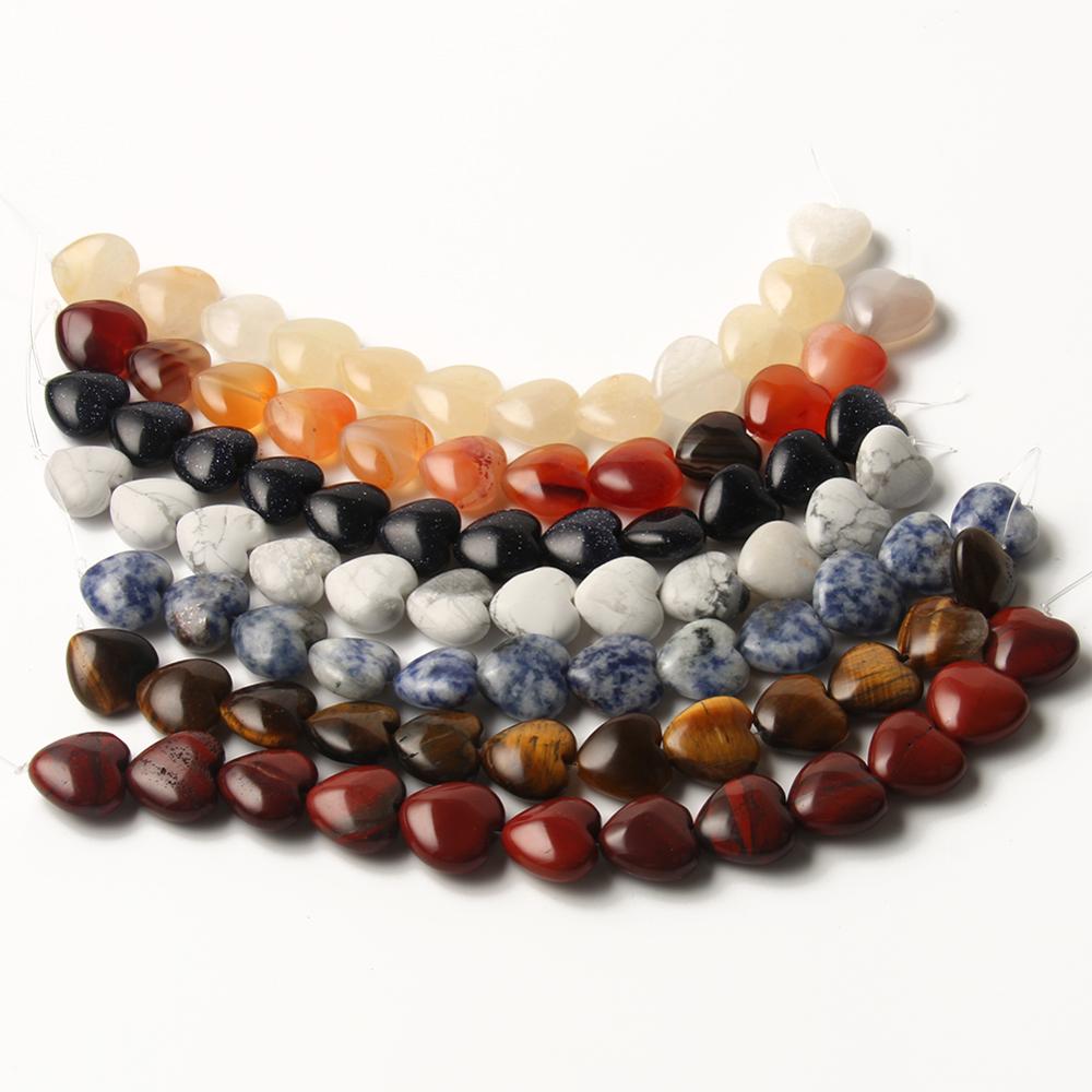 Heart Shape Agates Quartz Jades Beads Natural Beads