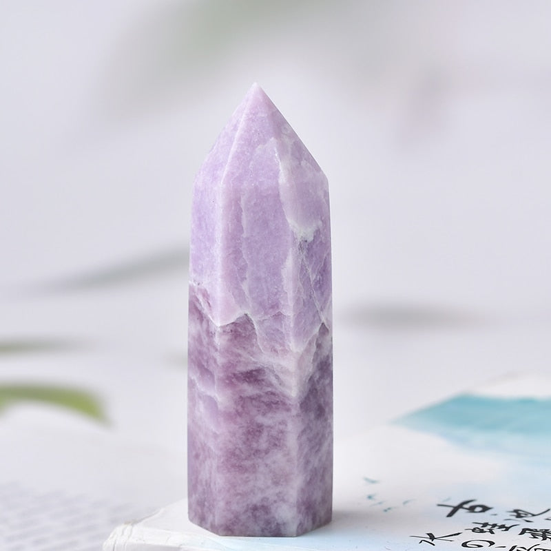 Natural Crystal Quartz Lilac Stone Energy Pillar