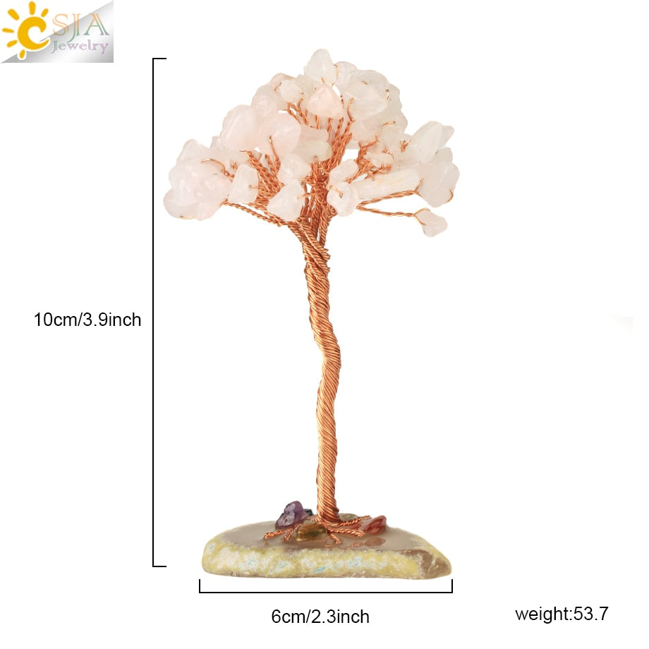 Chakras Tree of Life Decoration Rose Natural Chip Crystal