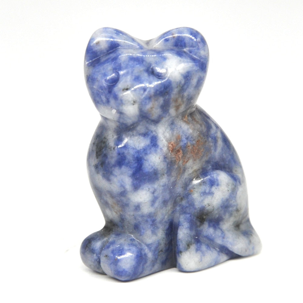 Cat Statue Natural Gemstone Carving Healing