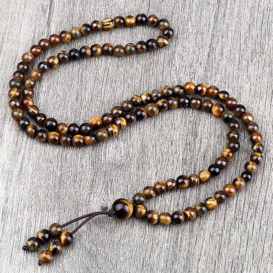 Natural Tiger Eye Stone Necklace Chakra Energy Beaded