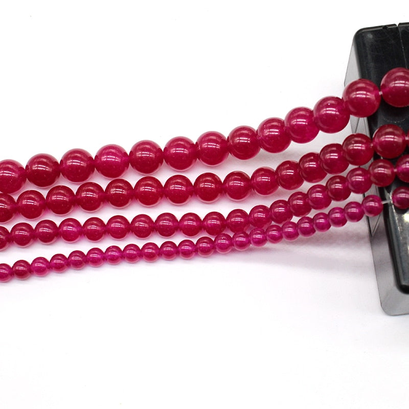 Natural Rose Red Chalcedony Jades Stone Beads