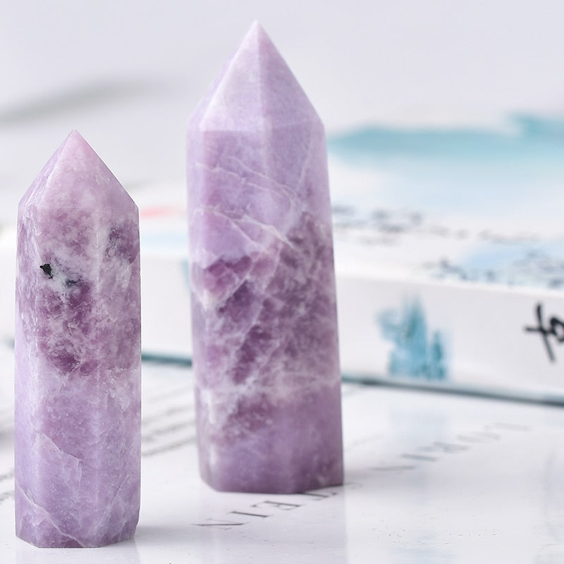 Natural Crystal Quartz Lilac Stone Energy Pillar