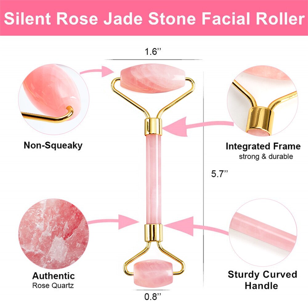 Rose Quartz Jade Roller Face Slimming Massager