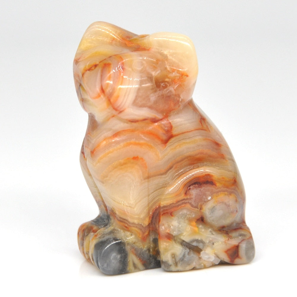 Cat Statue Natural Gemstone Carving Healing