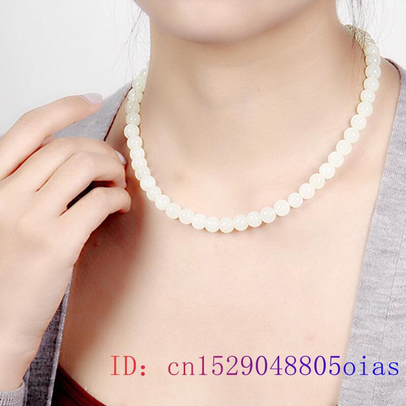 White Jade Beaded Necklace Beads Natural