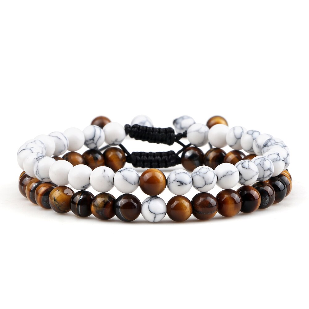 Red Beaded Bracelets Natural Tiger Eye Stone Rock