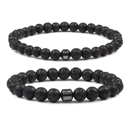 Men Natural Rock Stone Bracelet Energy Hematite