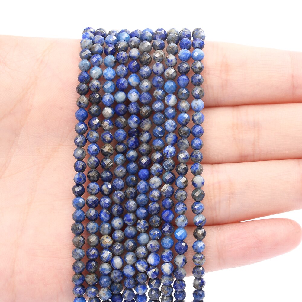 3mm Natural Stone Beads Faceted Jades Lapis