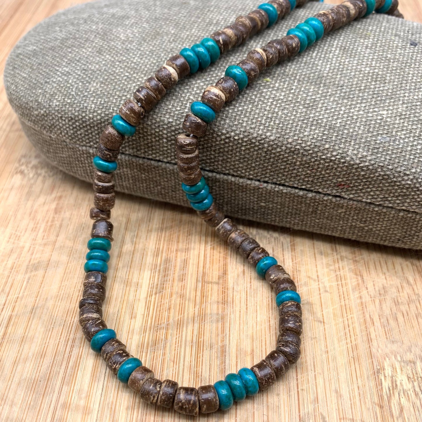 Natural coconut shell turquoise spacer beads