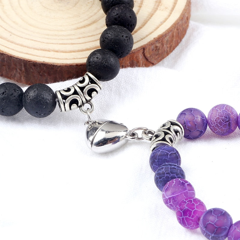 Beads Bracelet For Lovers Natural Stone Distance Heart