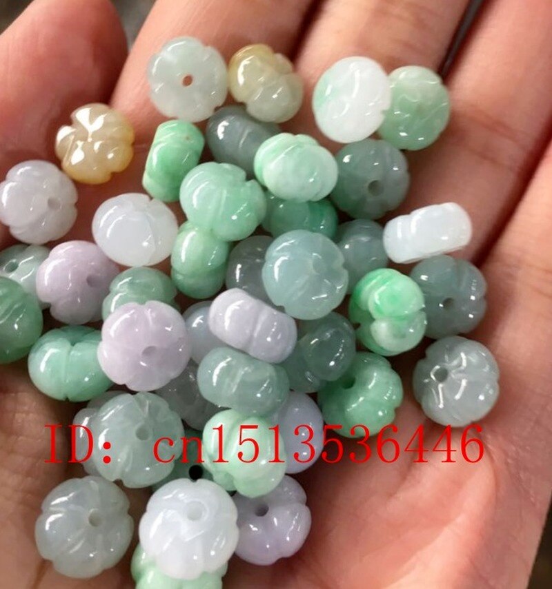 10PC Jade Emerald Tri-coloured Pumpkin Bead