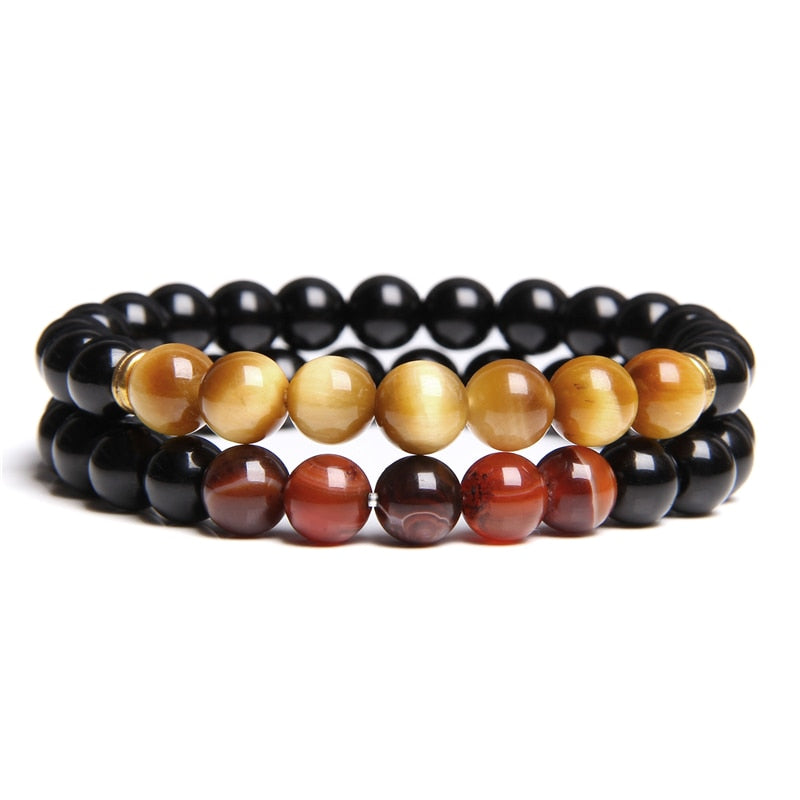 Bracelets Beads Natural Stone Black Onyx Tiger Eye