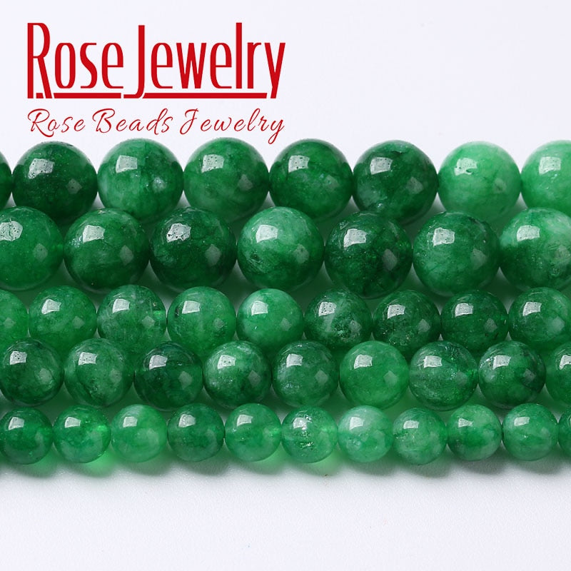 Natural Green Lace Jades Beads Round Loose Stone