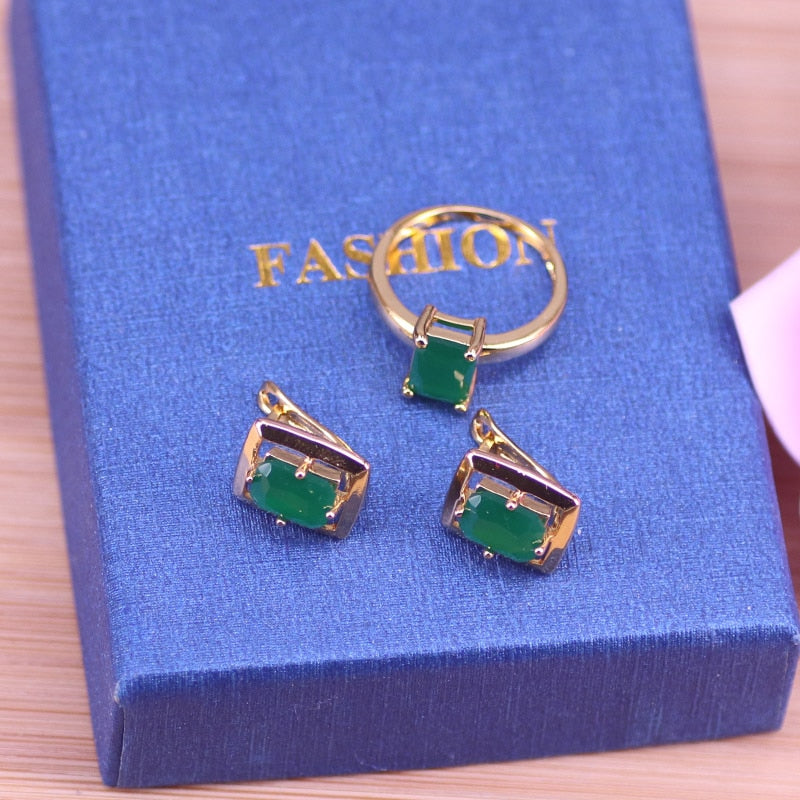 Jade Rose Gold Cotume Jewelry For Women Hoop Earrings