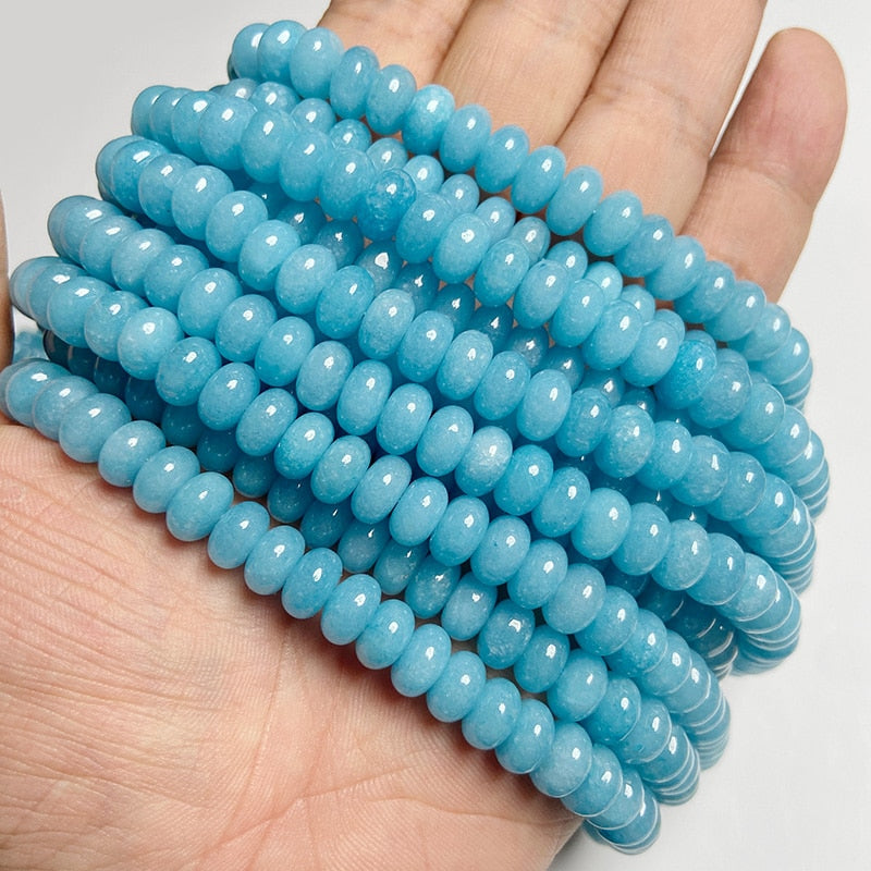Stone Rondelle Beads Jaspers Jade Spacer Round Flat Bead