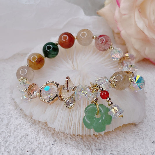 Ethnic Natural Green Jade Flower Waterdrop