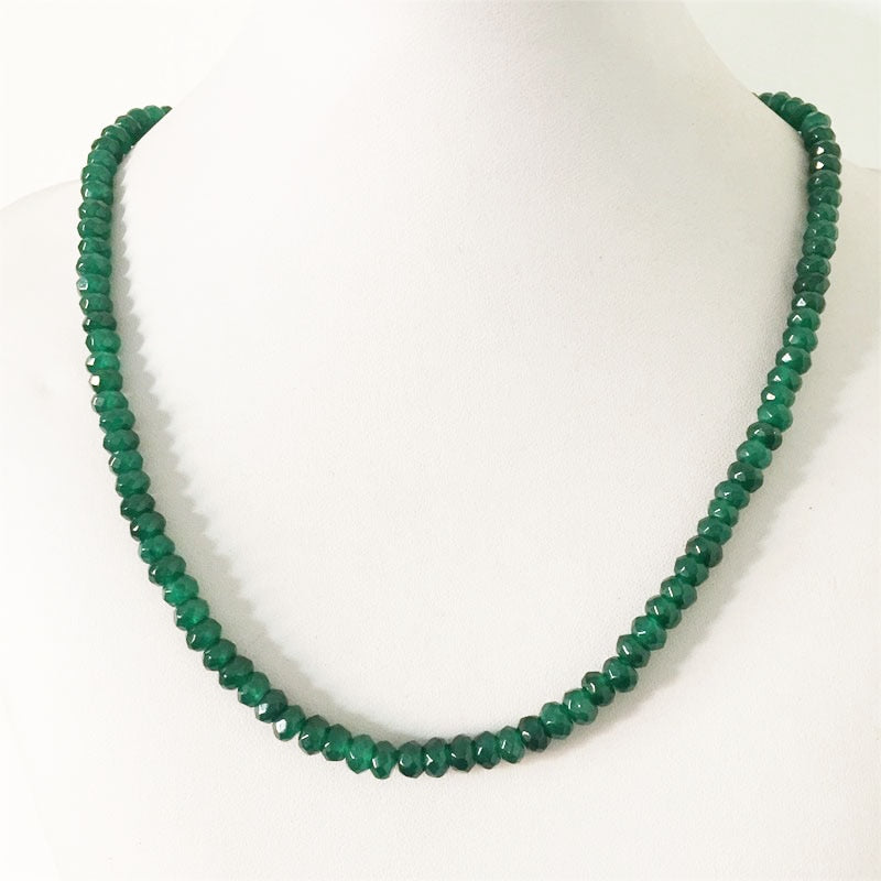 Faceted Green Emerald Jade Necklace for Women