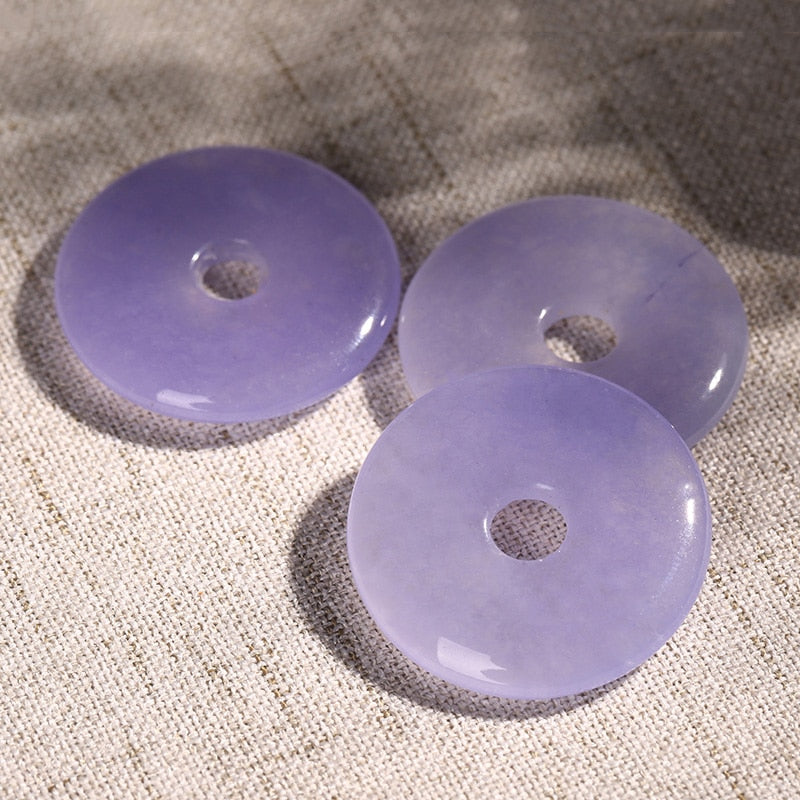 Flat Round Smooth Jades Donut Shaped Pendant Beads