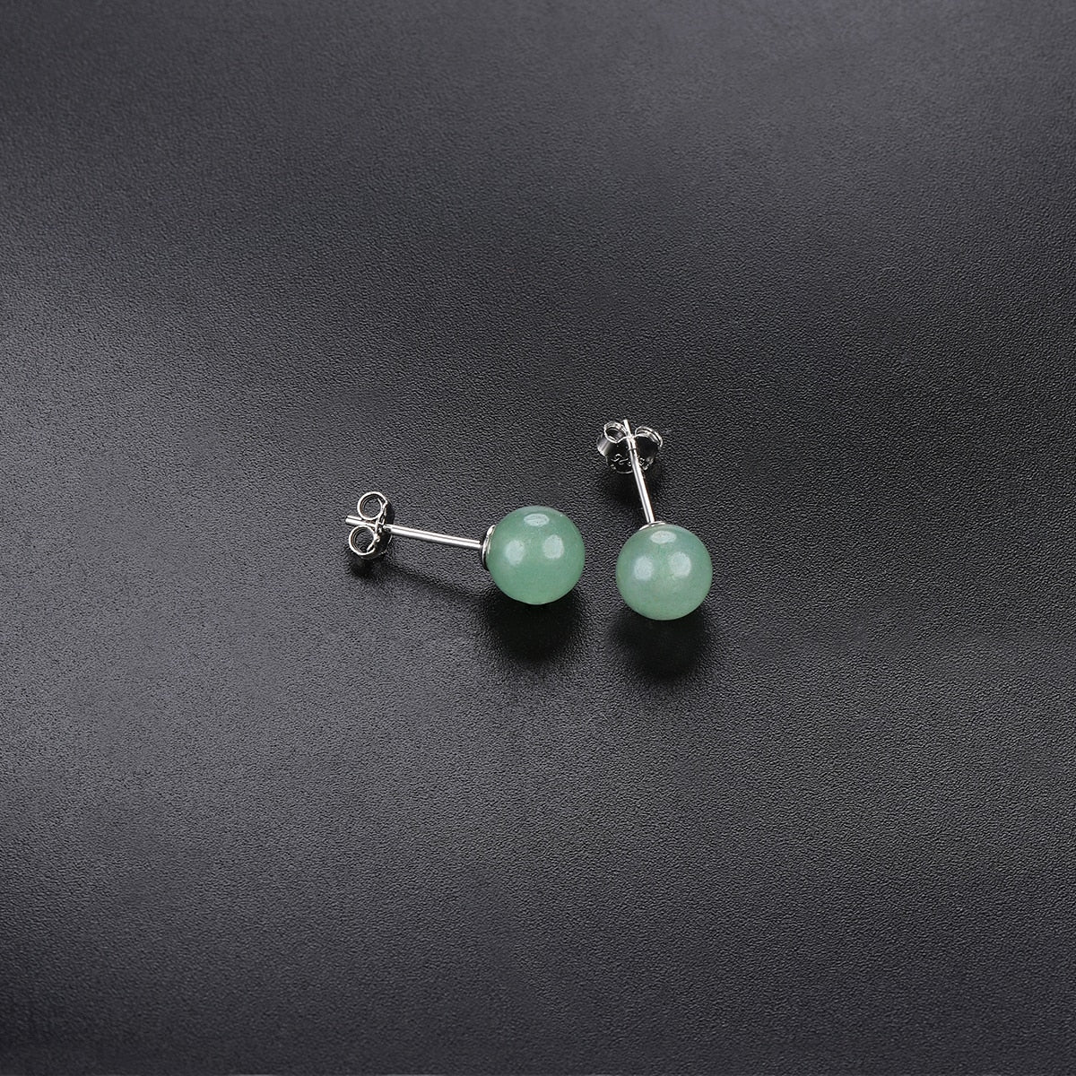 Gemstones 6mm Green Jade Silver Stud Earrings