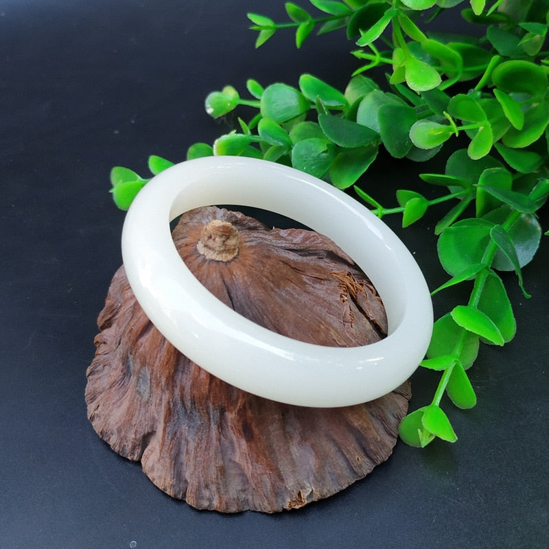 Natural White Jade Bangle Bracelet