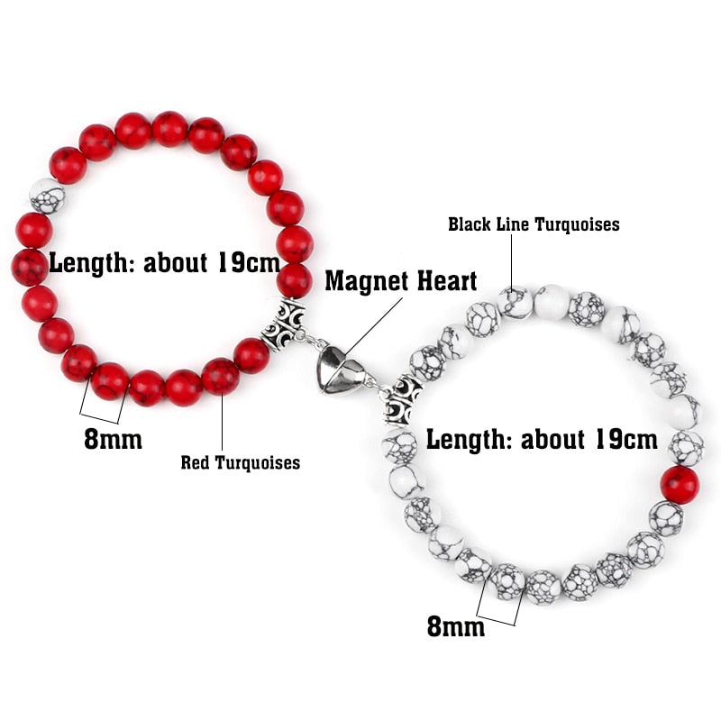 Beads Bracelet For Lovers Natural Stone Distance Heart
