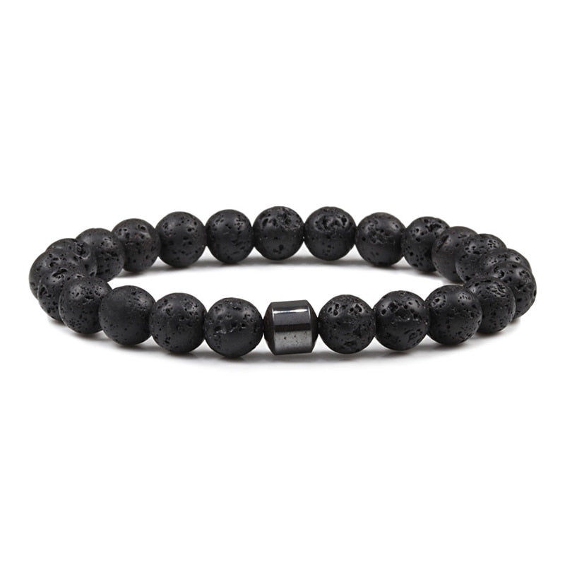 Men Natural Rock Stone Bracelet Energy Hematite