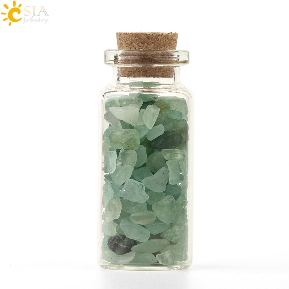 Mini Glass Wishing Bottles Natural Chip Tumble Stones