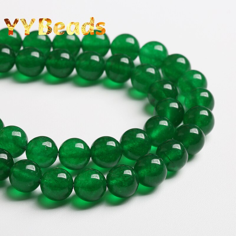 Dark Green Chalcedony Jades Gem Stone Beads