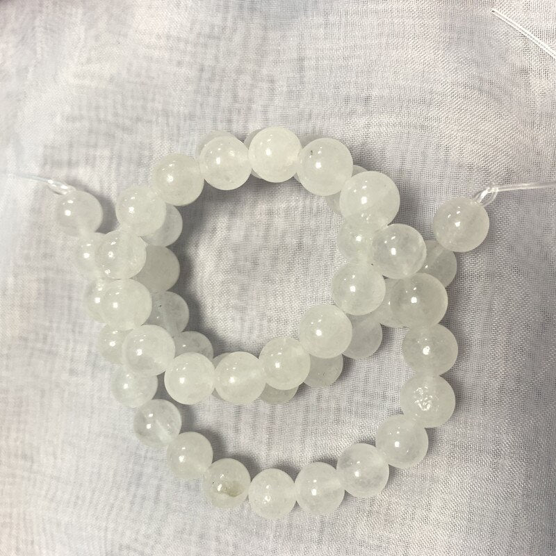 Natural Stone White Blue Chalcedony Jades Beads Round