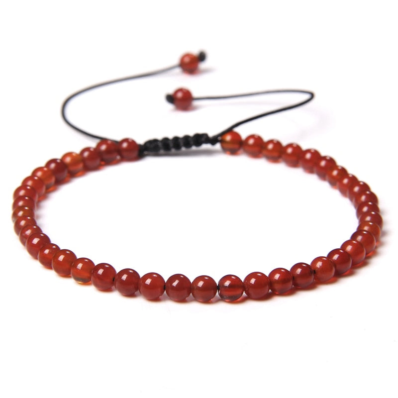 Adjustable 4MM Stone Beads Bracelet For Women