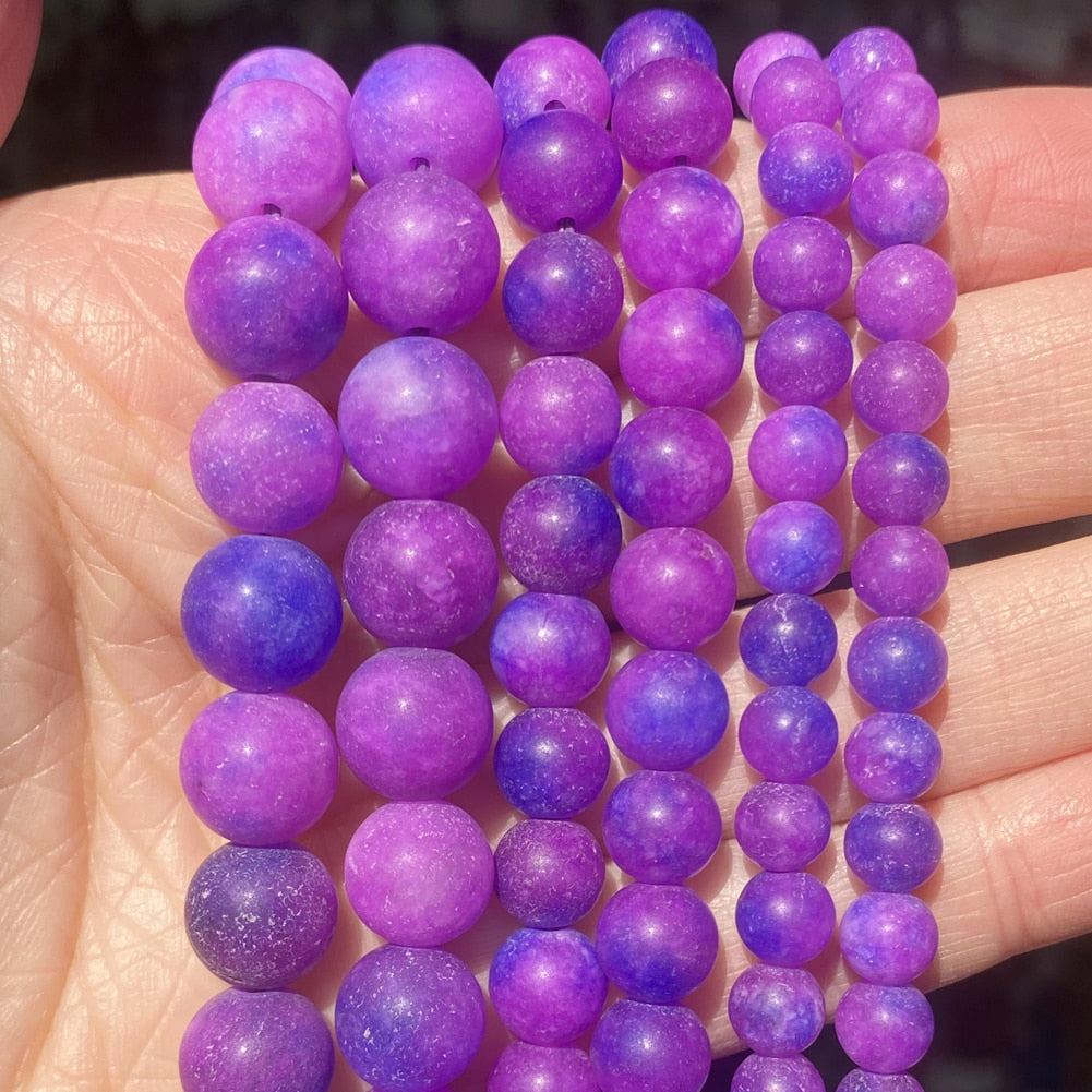 Dull Polish Natural Purple Sugilite Jades Stone Beads