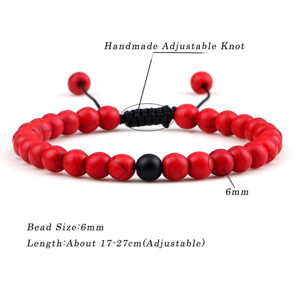 Red Beaded Bracelets Natural Tiger Eye Stone Rock