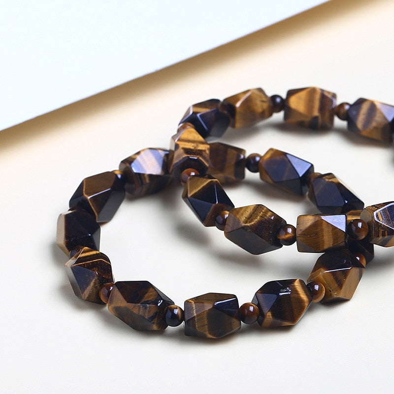 JD Natural Faceted Tiger Eyes Stone Rhombic Beads