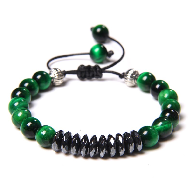 Green Natural Stone Beads Braided Bracelet Malachite