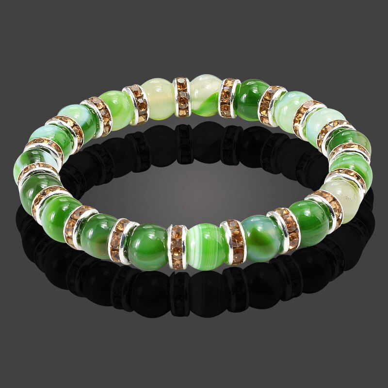 Round Beads Bracelets  Bangles Women Crystal