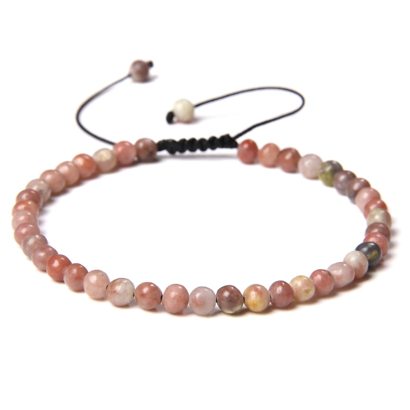 Adjustable 4MM Stone Beads Bracelet For Women