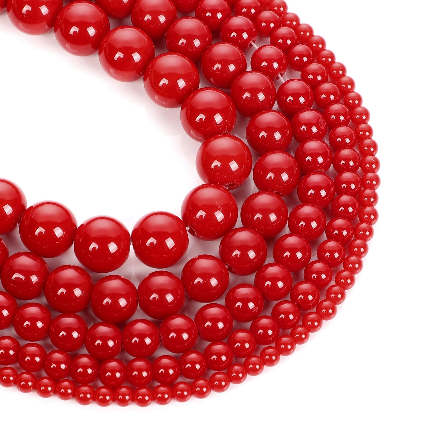 Natural Stone Beads Imitation Red Coral Jade Round